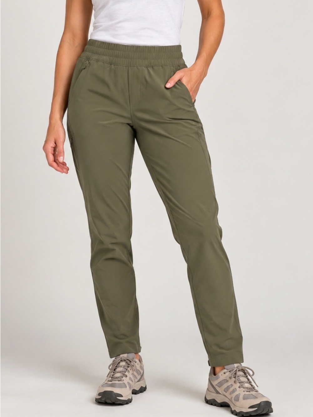 Columbia Omni-Shade Olive Green Pull-On Hiking Pants XS NWT